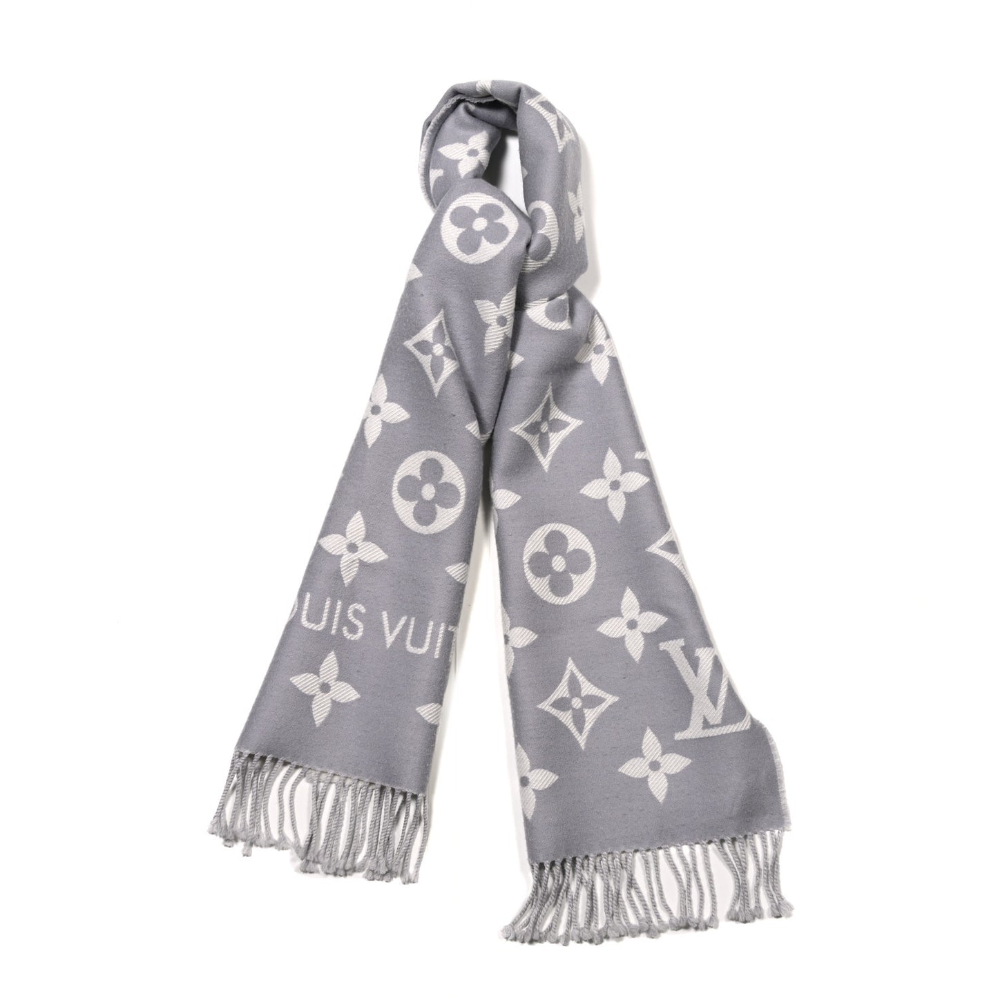 Wool Monogram LV Essential Scarf Gris Clair