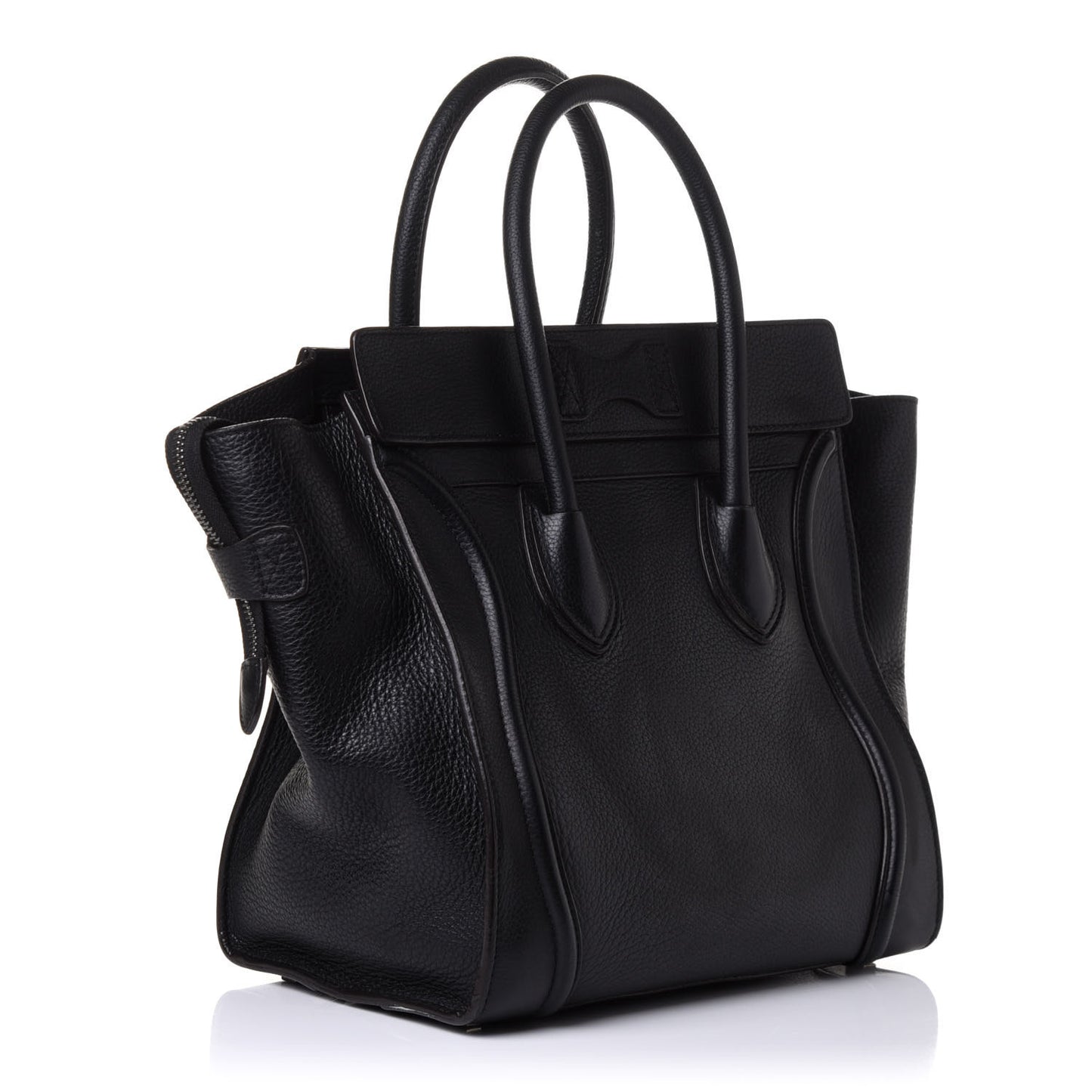 Drummed Calfskin Mini Luggage Black