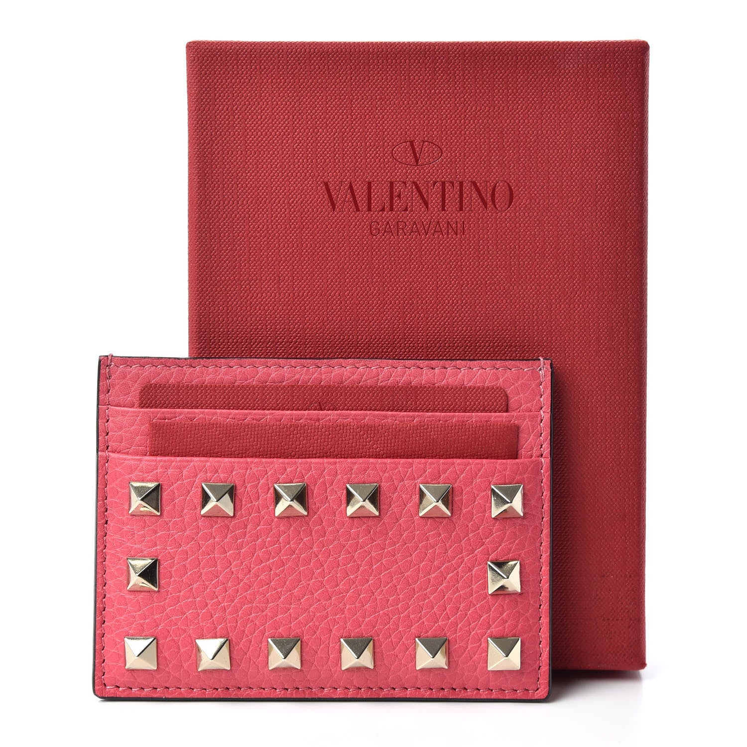 Valentino Garavani Pebbled Calfskin Rockstud Card Holder Shadow Pink 6 of 6