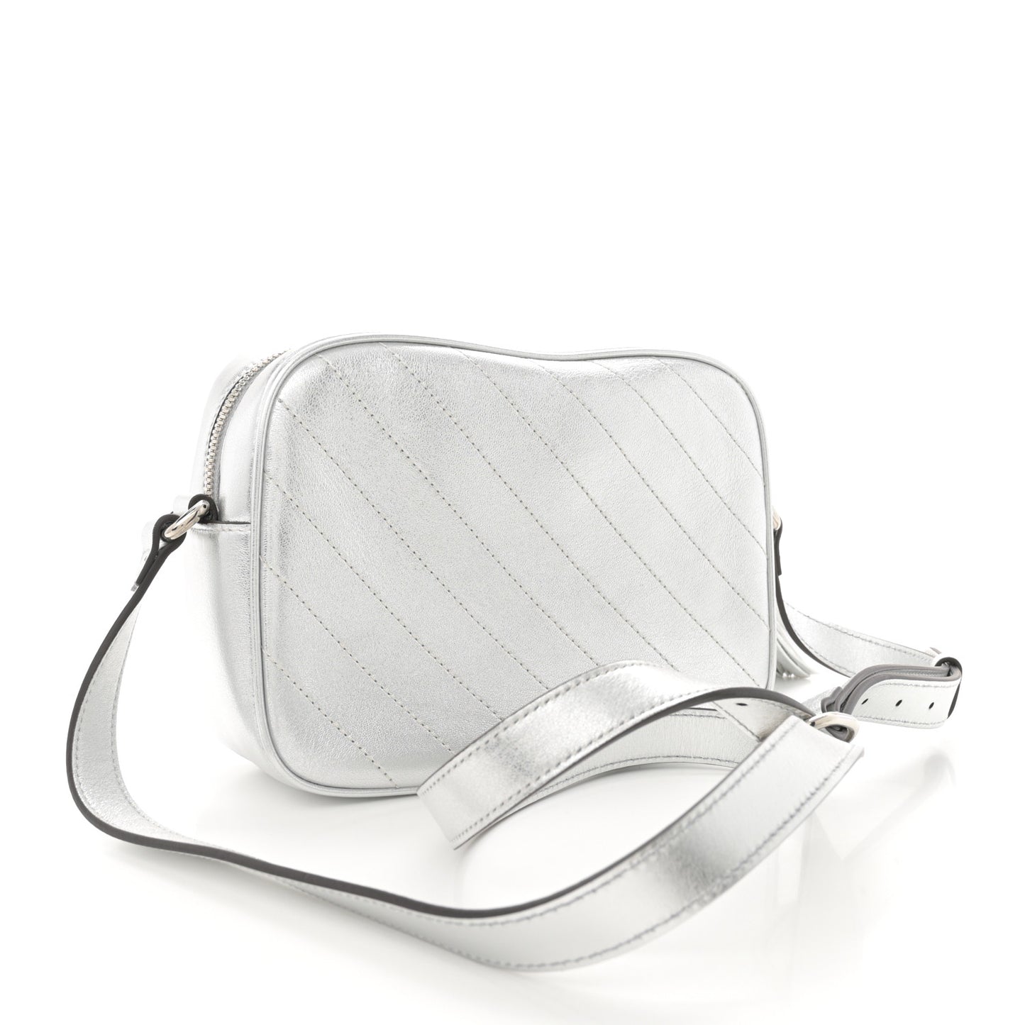 Metallic Sakai Be Green Calfskin Diagonal Stitched Small Blondie Shoulder Bag Silver