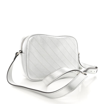 Gucci Metallic Sakai Be Green Calfskin Diagonal Stitched Small Blondie Shoulder Bag Silver 3 of 10
