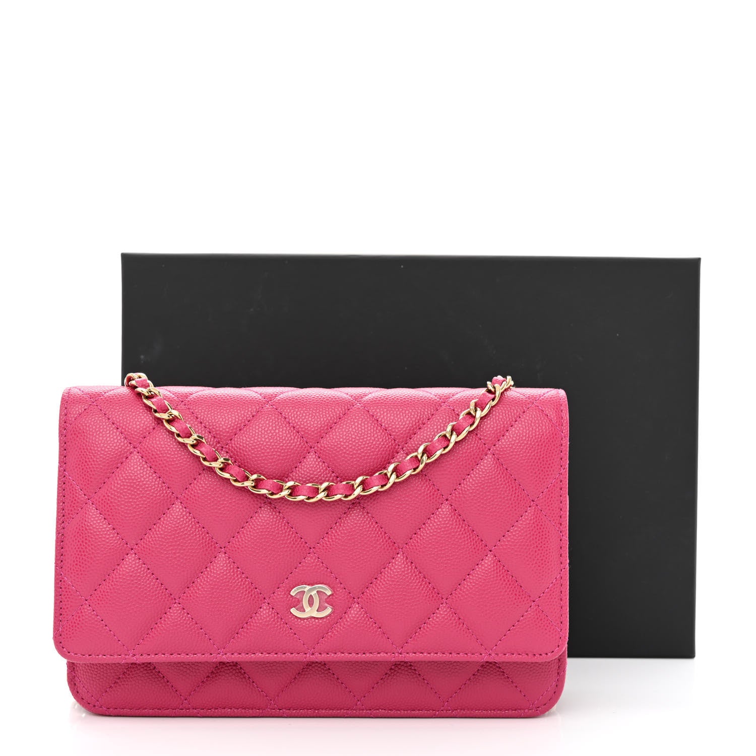 Chanel Caviar Quilted Wallet On Chain WOC Fuchsia 12 of 12