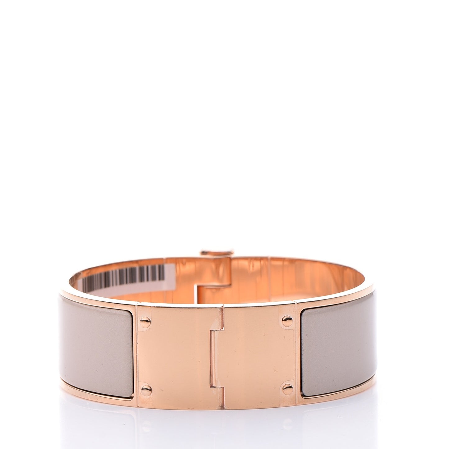 Enamel Charniere Uni Wide Hinged Bracelet M Beige Rose