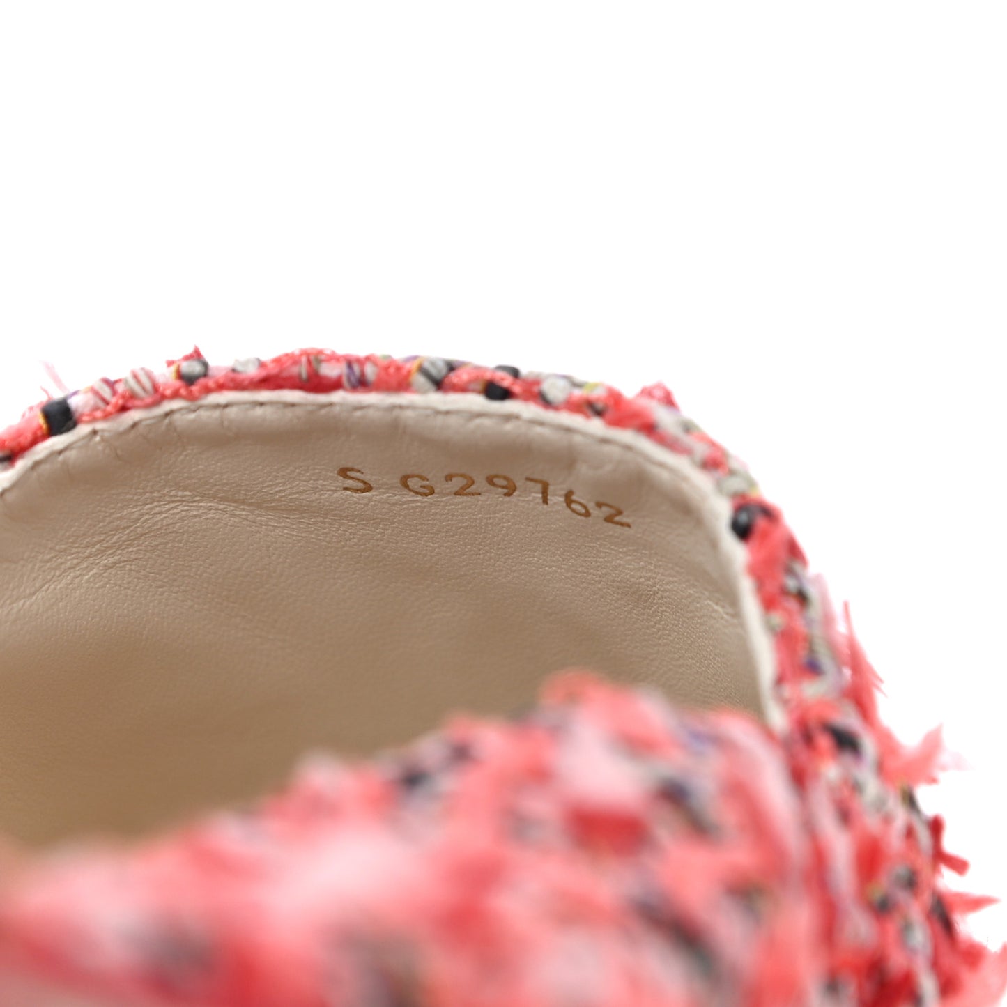 Tweed Lambskin CC Espadrilles 39 Coral Pink Black Red