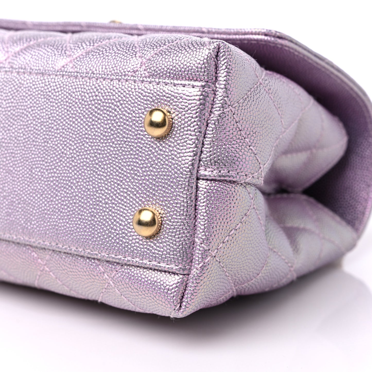 Iridescent Caviar Quilted Mini Coco Handle Flap Light Pink