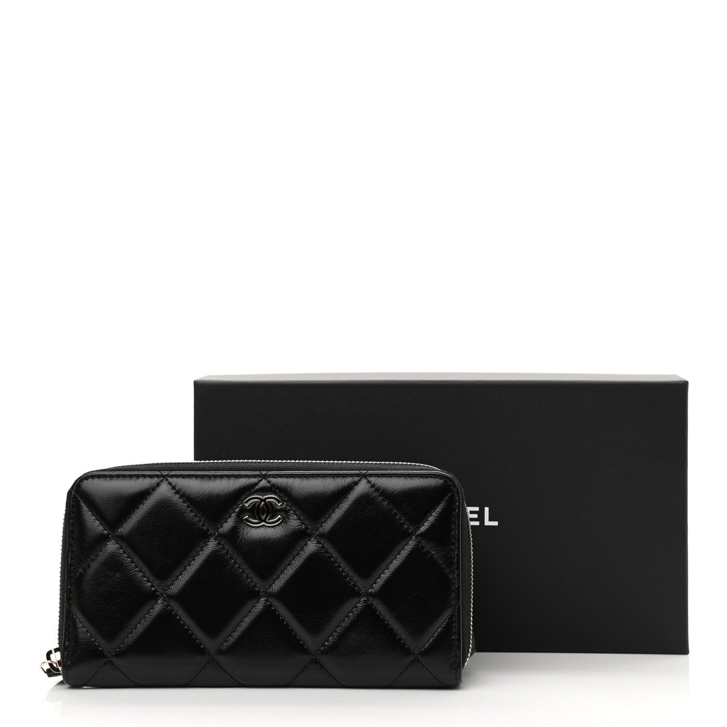 Chanel Shiny Lambskin Gusset Zip Around Waist Belt Wallet Black 13 of 13