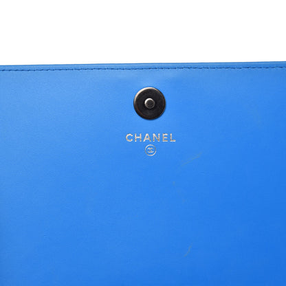 Chanel Patent Calfskin Quilted Boy Wallet On Removable Chain WOC Blue 6 of 8
