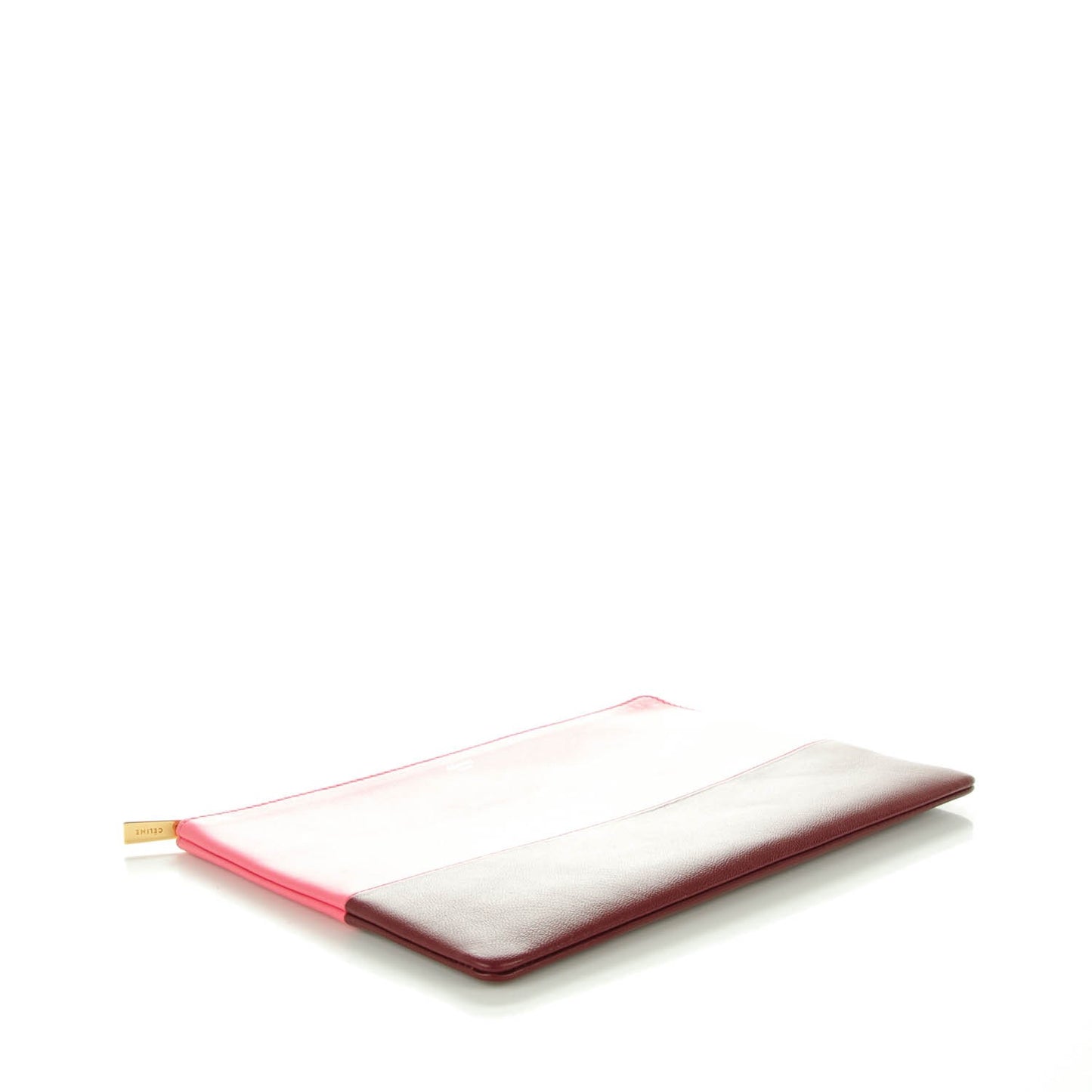 Lambskin Bi-Color Solo Clutch Pouch Pink Rust
