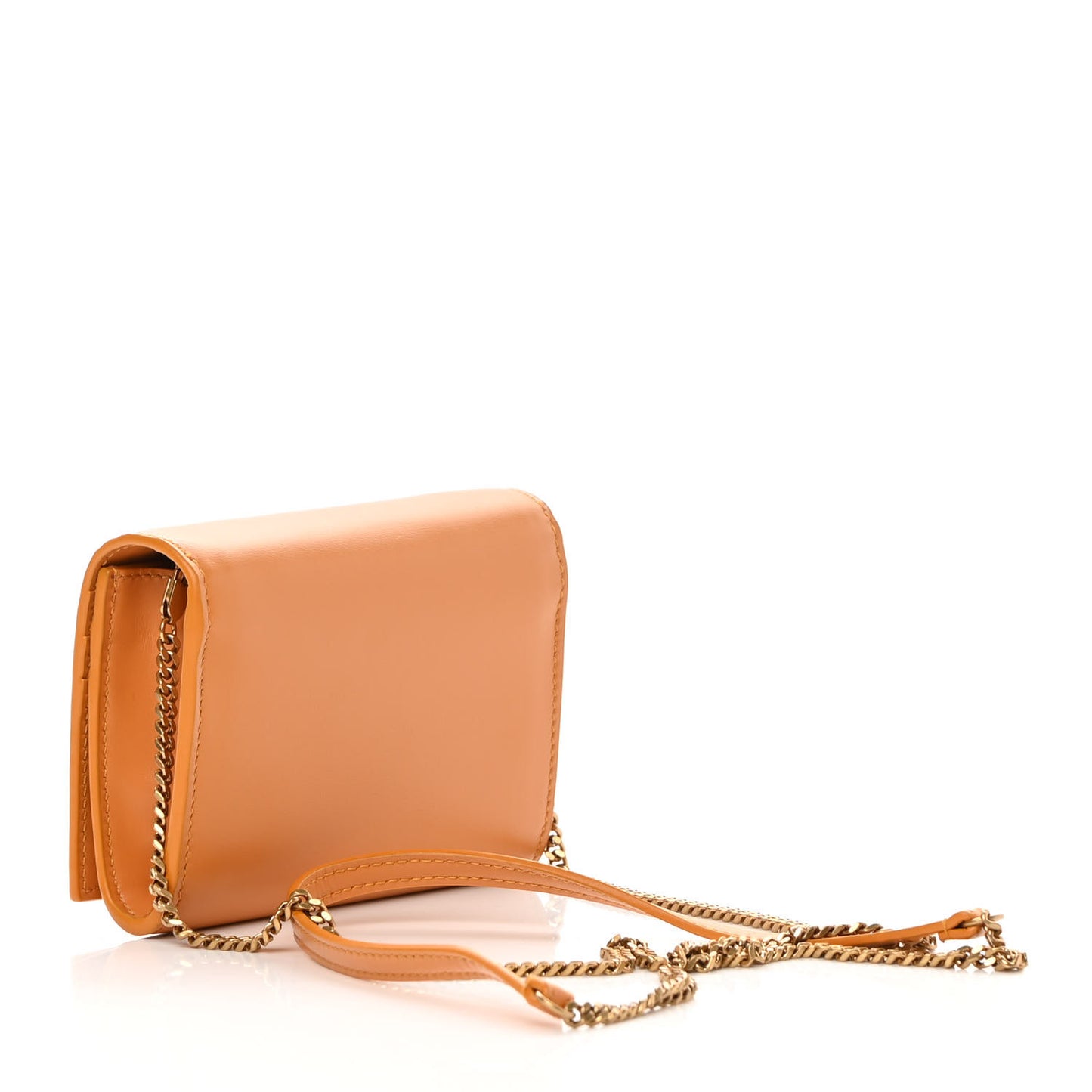 Calfskin Monogram Chain Card Case Orange