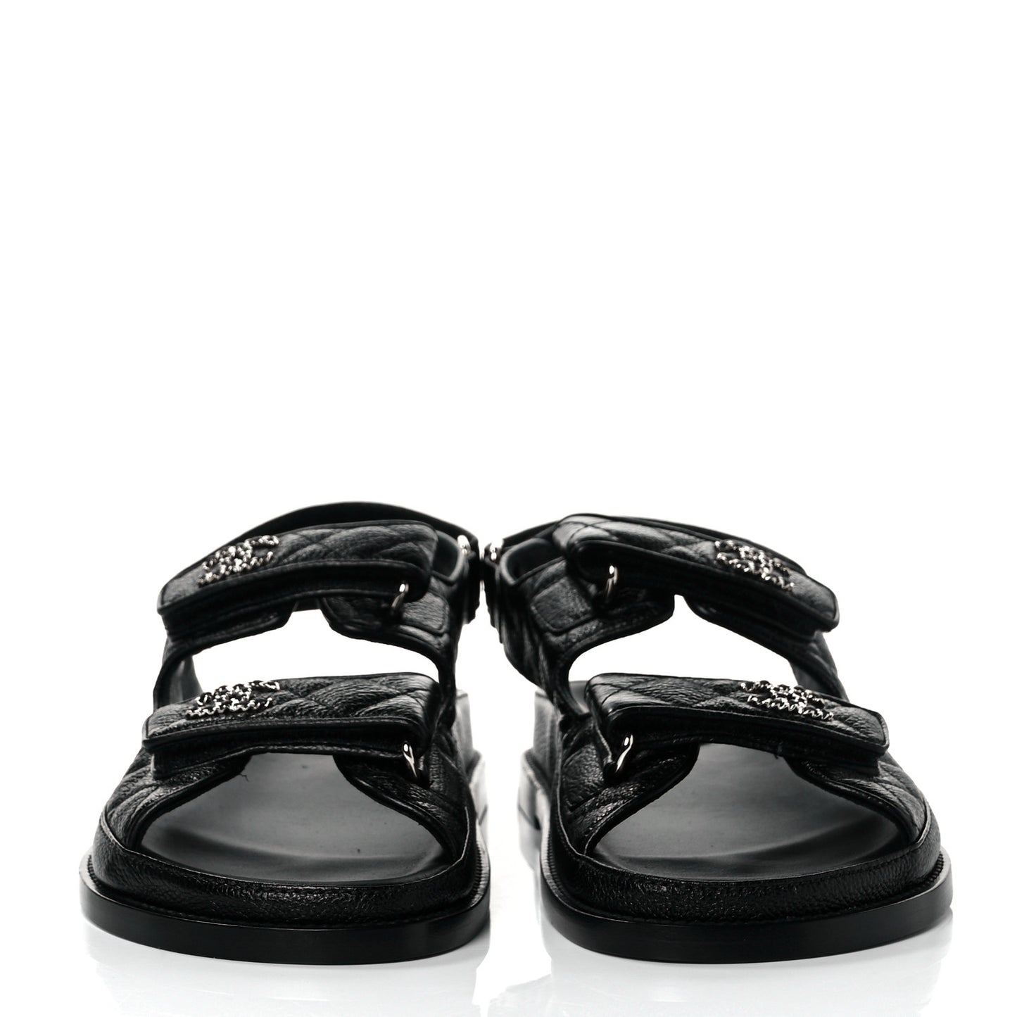 Grained Calfskin Velcro Dad Sandals 37.5 Black