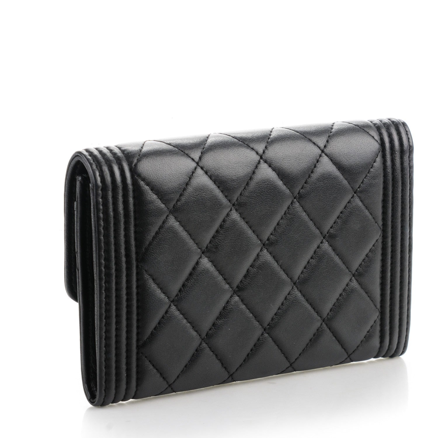 Chanel Calfskin Quilted Boy Card Holder Wallet Black 3 of 8