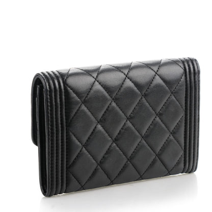 Chanel Calfskin Quilted Boy Card Holder Wallet Black 3 of 8