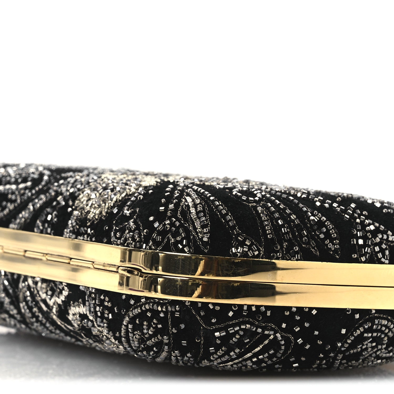 Alexander McQueen Suede Embroidered Knuckle Box Clutch Black 10 of 12