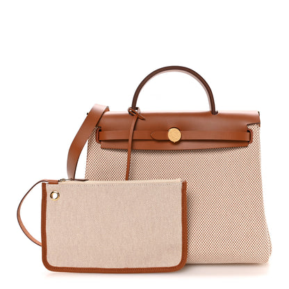Hermes Vache Hunter Criss Viking Herbag Zip Retourne 31 PM Ecru Beige Fauve 3 of 12