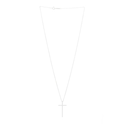 Tiffany 18K White Gold Diamond Metro Cross Pendant Necklace 2 of 5