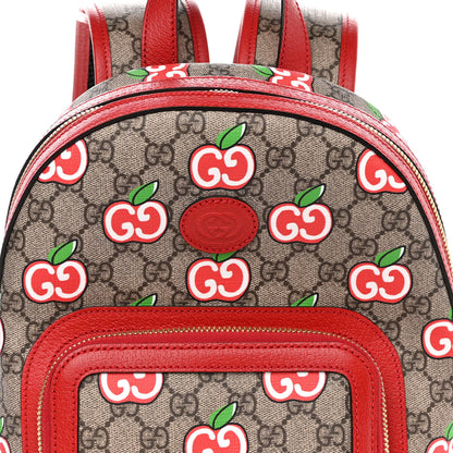 Gucci GG Supreme Monogram Apple Small Retro Interlocking G Day Backpack Beige Multicolor Lobster Red 8 of 9