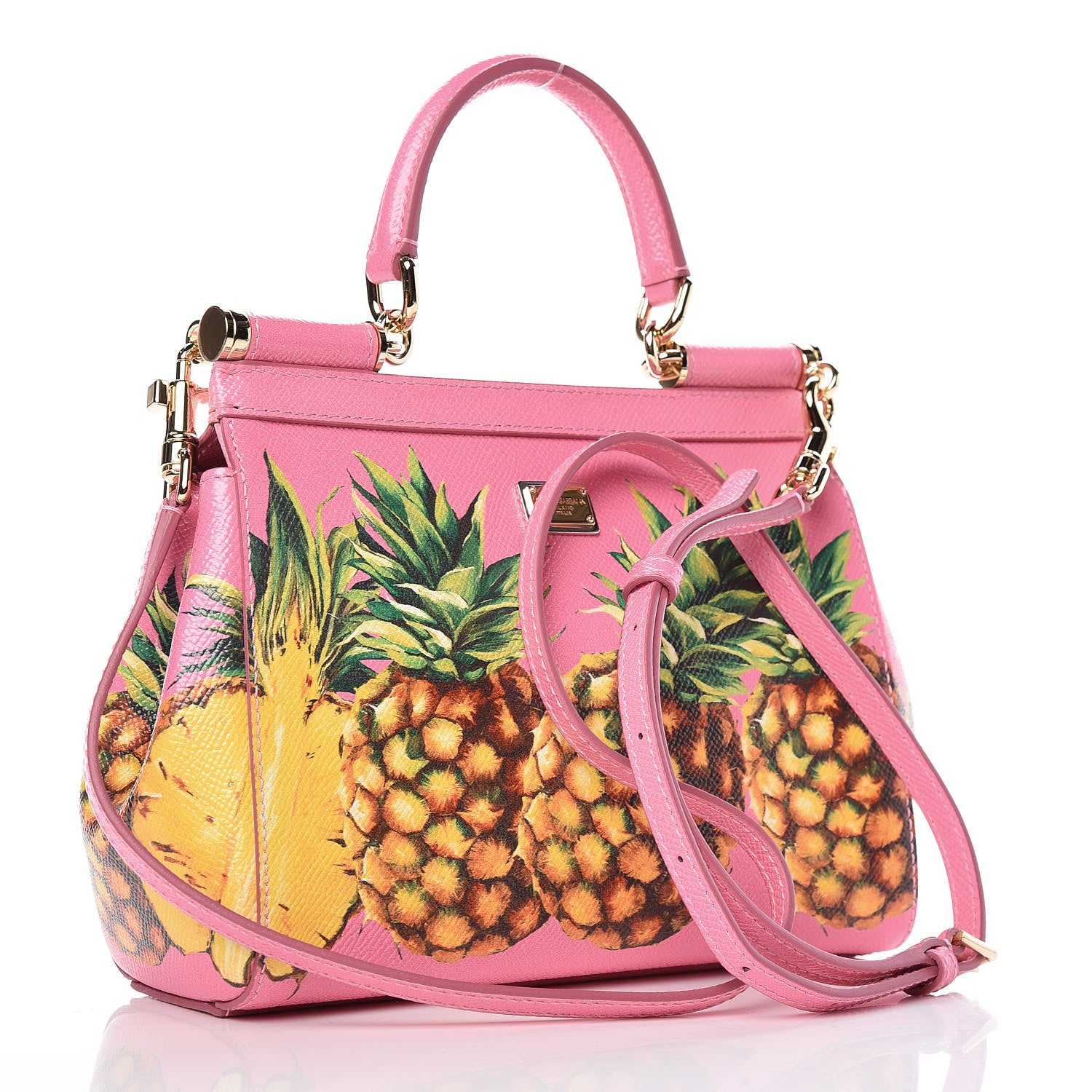 Dolce & Gabbana Dauphine Pineapple Print Small Miss Sicily Satchel Rosa 4 of 10