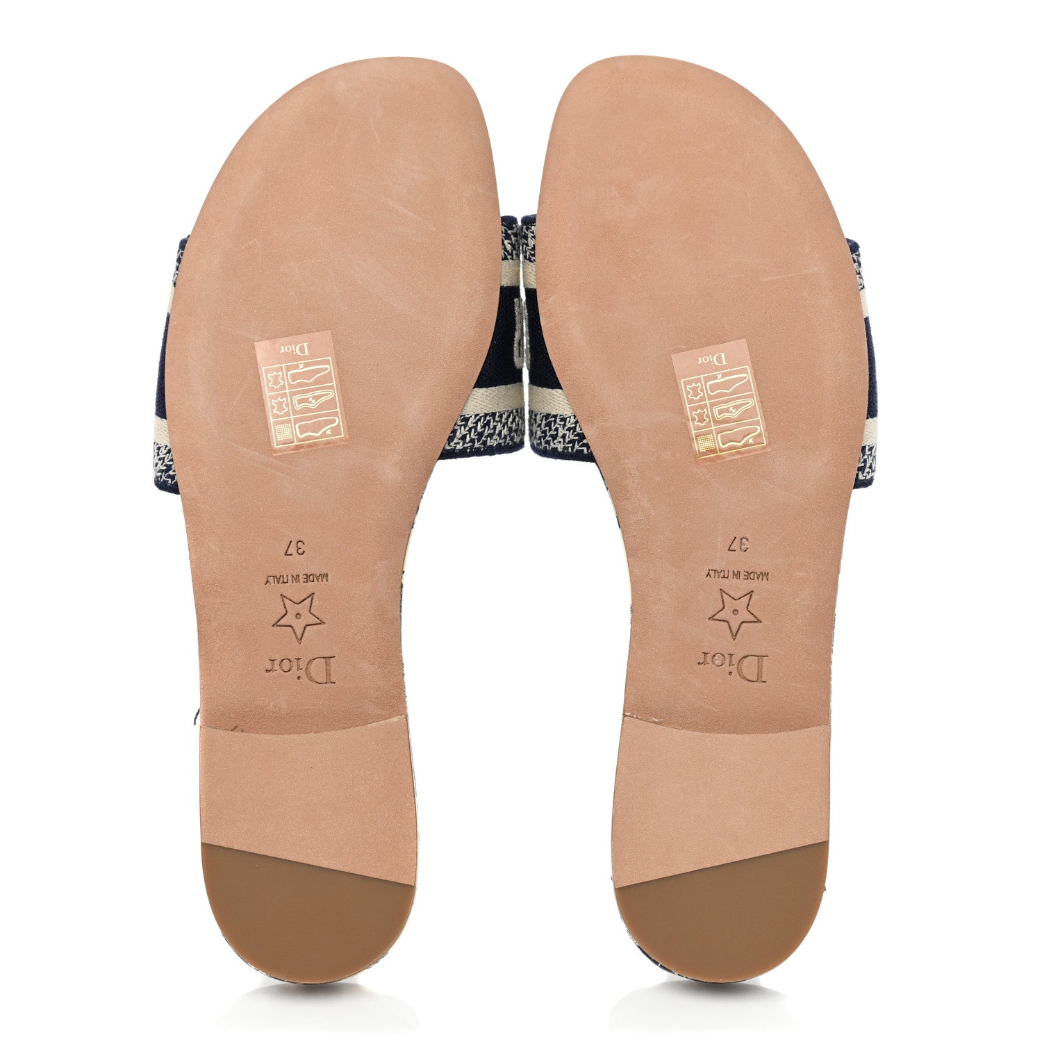 Christian Dior Canvas Toile de Jouy Embroidered Dway Flat Slide Sandals 37 Blue 5 of 8