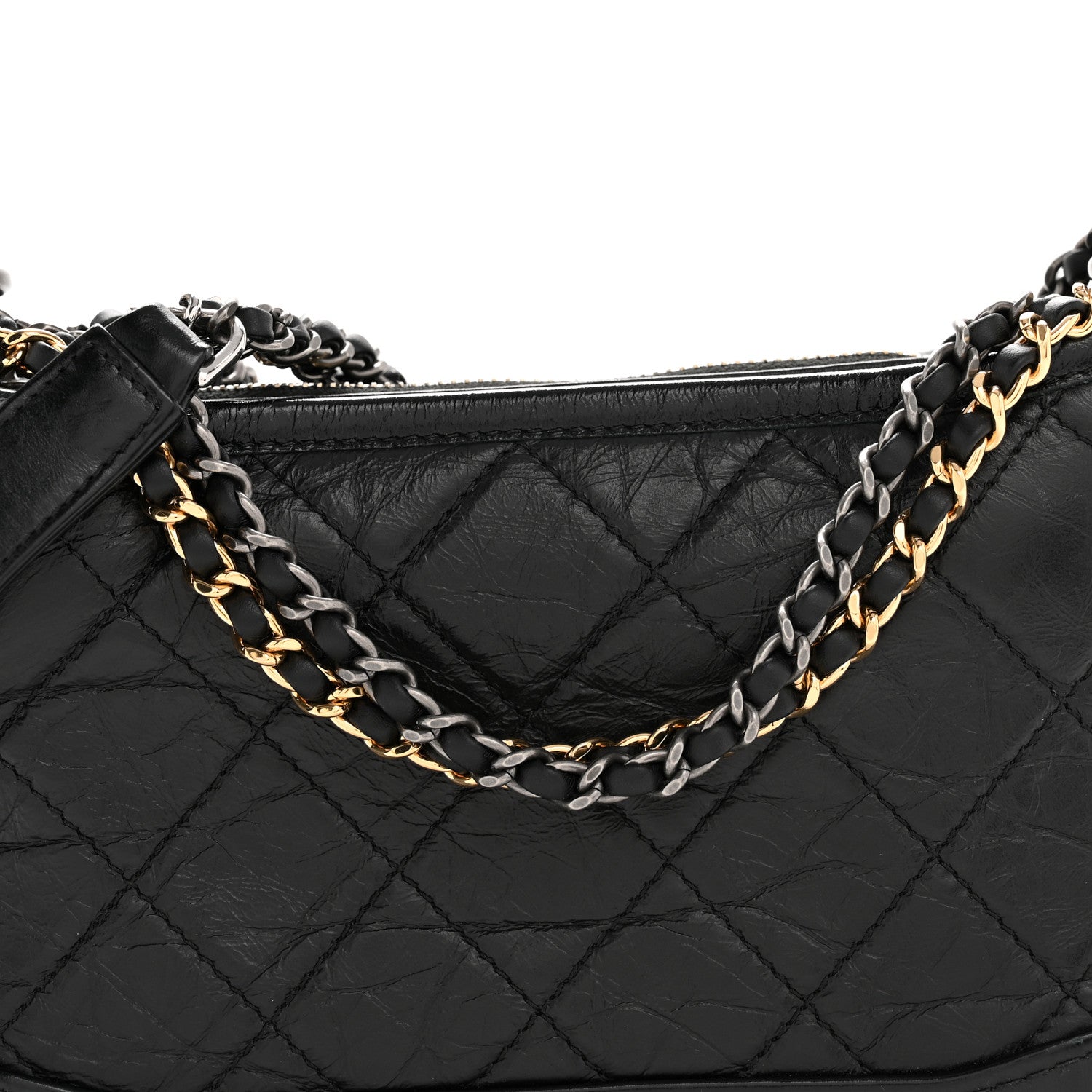 Chanel Aged Calfskin Quilted Small Gabrielle Hobo Black 8 of 11