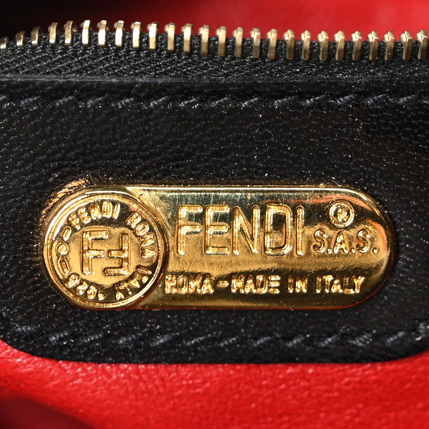 Fendi Sequin Lizard Baguette Black Red 6 of 9
