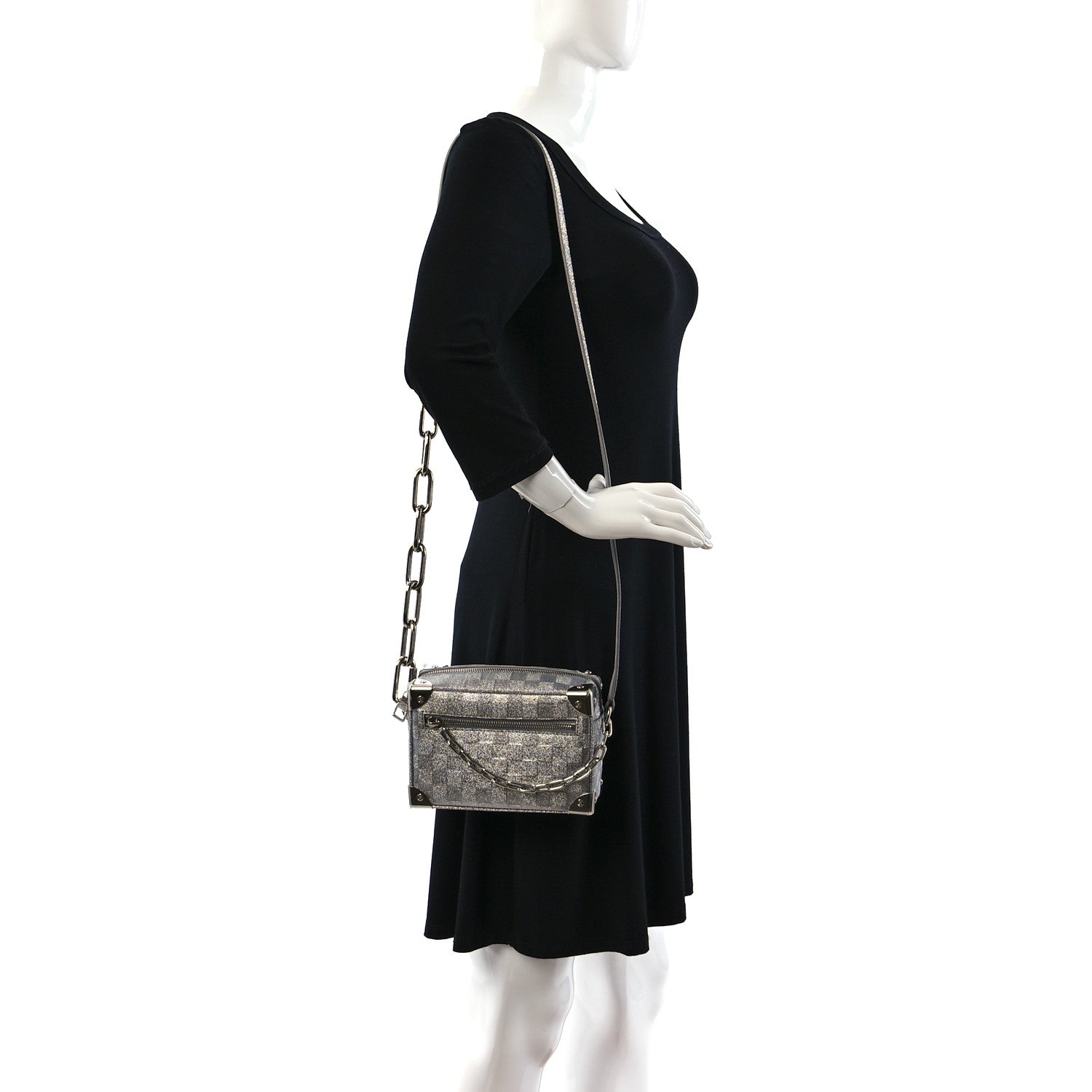 Louis Vuitton Damier Glitter Mini Soft Trunk Silver 3 of 9