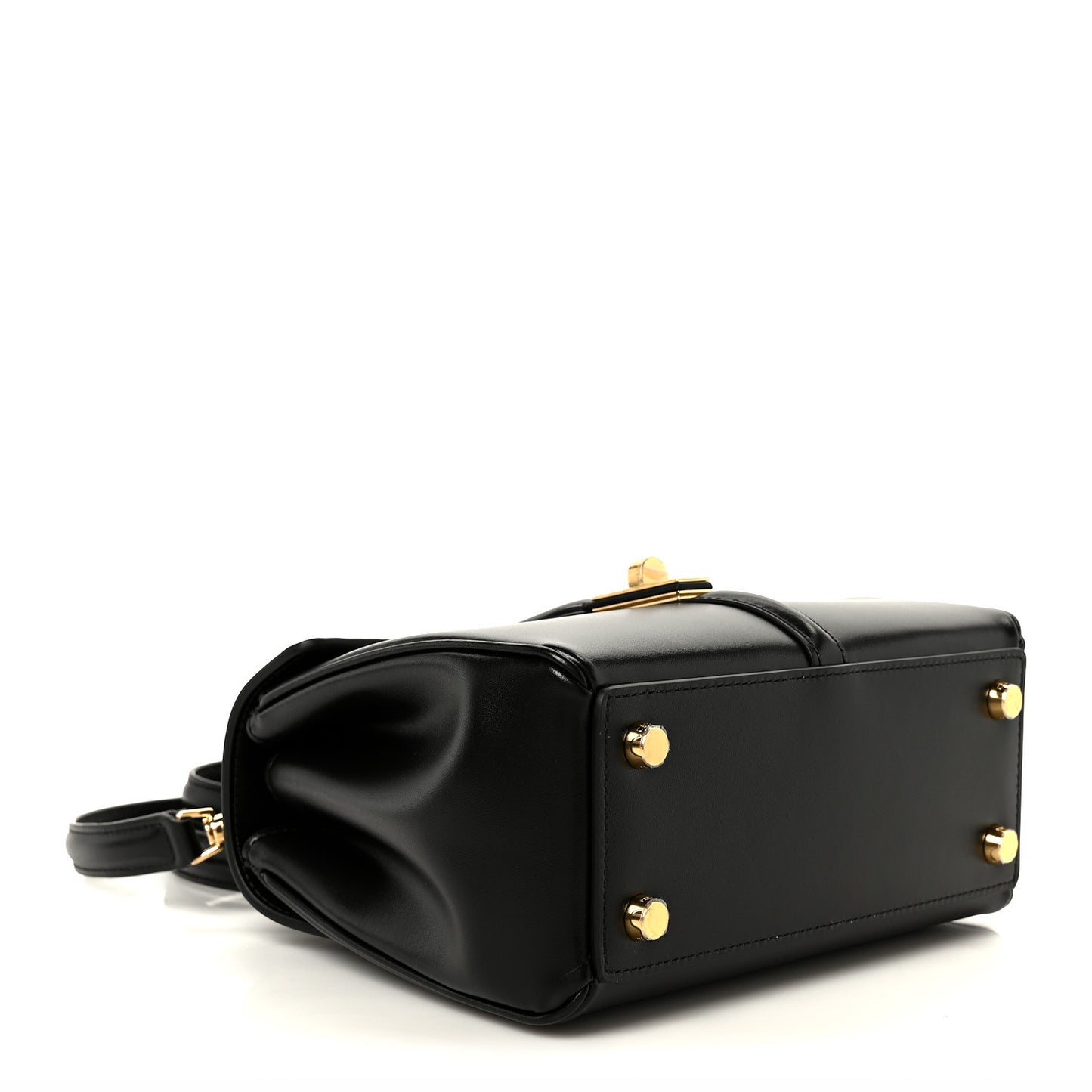 Satinated Calfskin Mini 16 Top Handle Bag Black