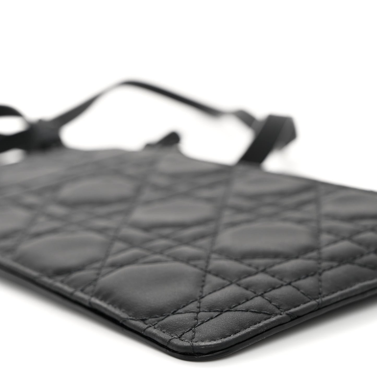 Ultra Matte Calfskin Lady Dior Long Wallet With Strap Black