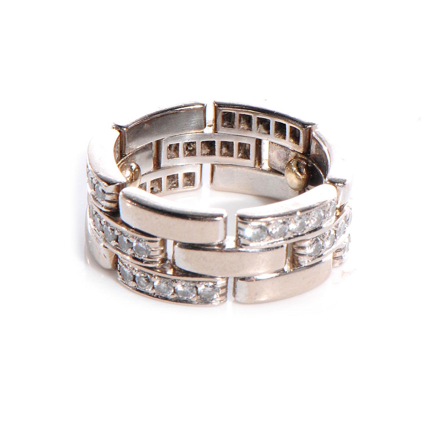 18K White Gold Diamond Maillon Panthere Ring 49 5