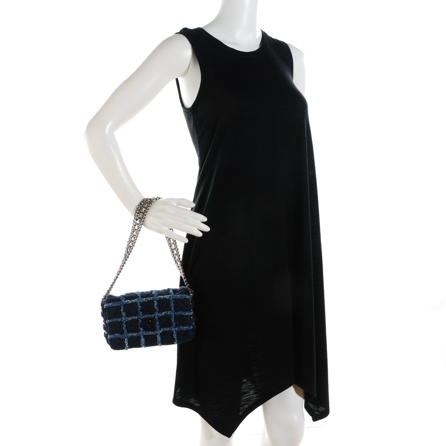 Chanel Denim Patchwork Triple Chain Flap Blue 2 of 7