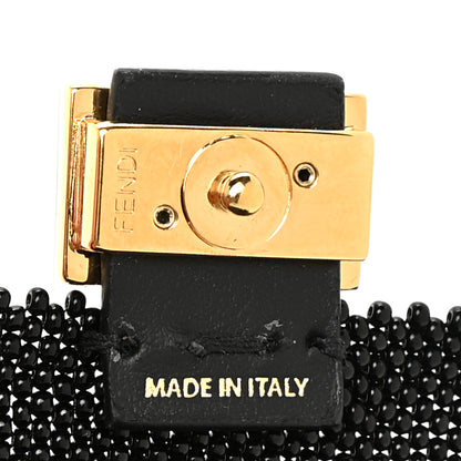 Fendi Glass Vitello King Beaded Mini Pico Baguette Charm Black 5 of 8