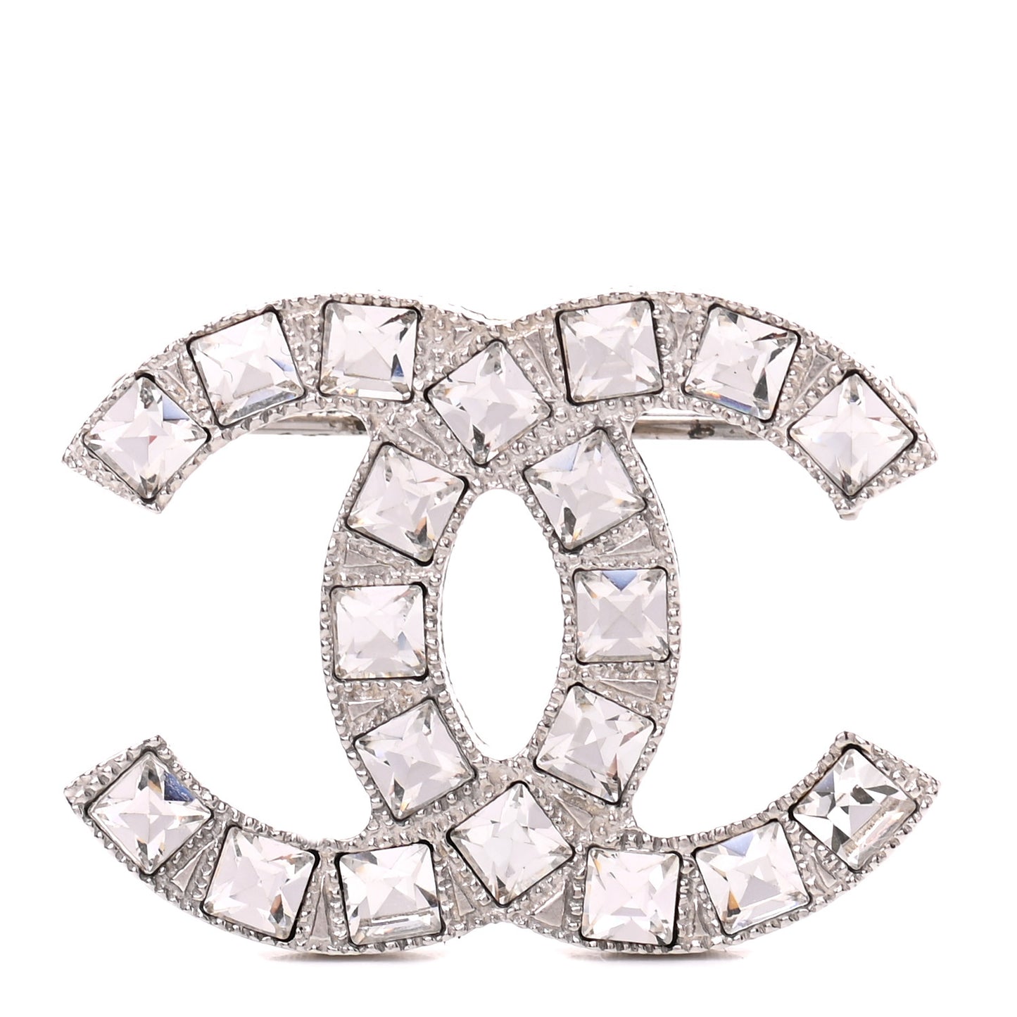 Baguette Crystal CC Brooch Silver