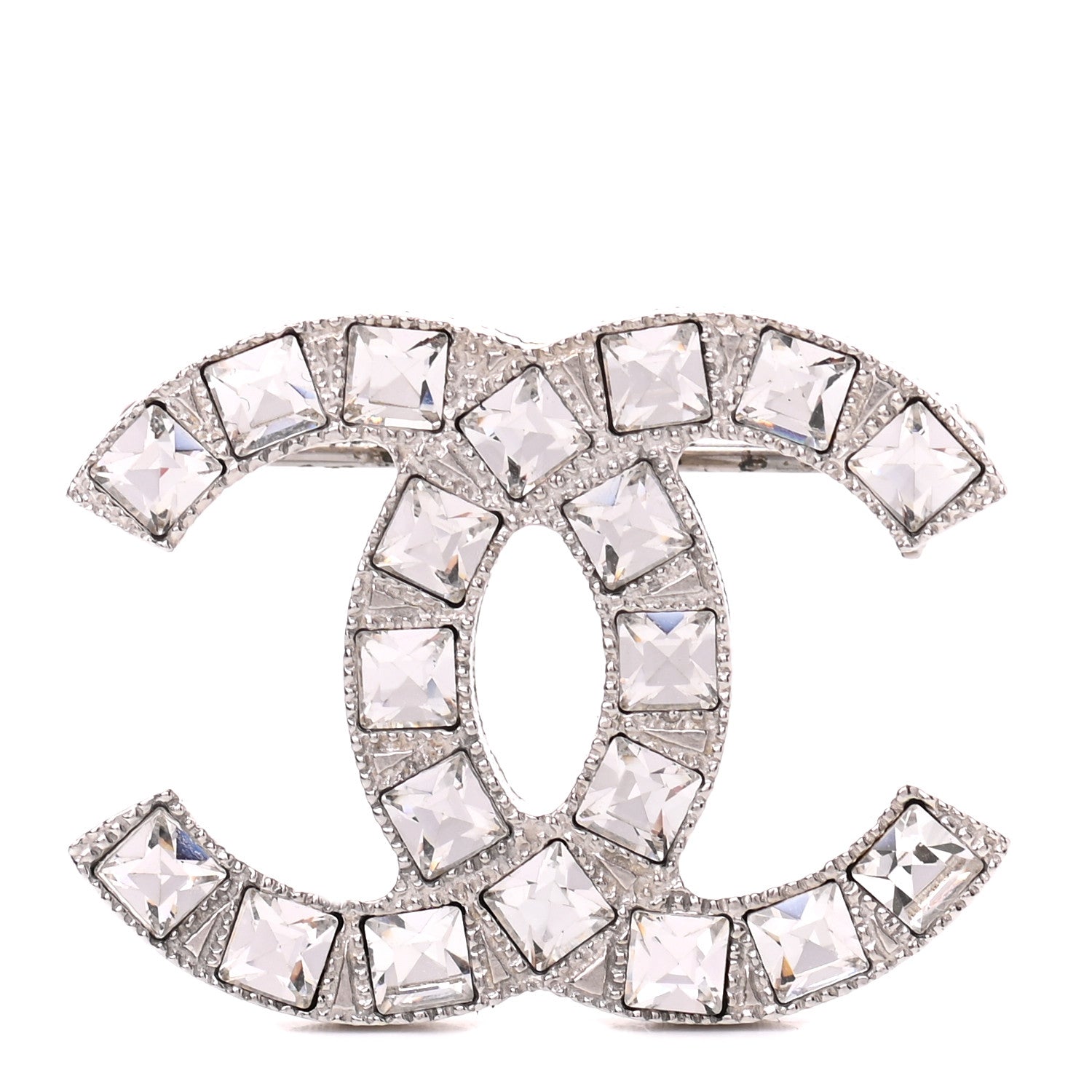 Chanel Baguette Crystal CC Brooch Silver 1 of 4