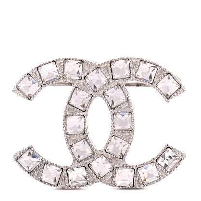 Chanel Baguette Crystal CC Brooch Silver 1 of 4