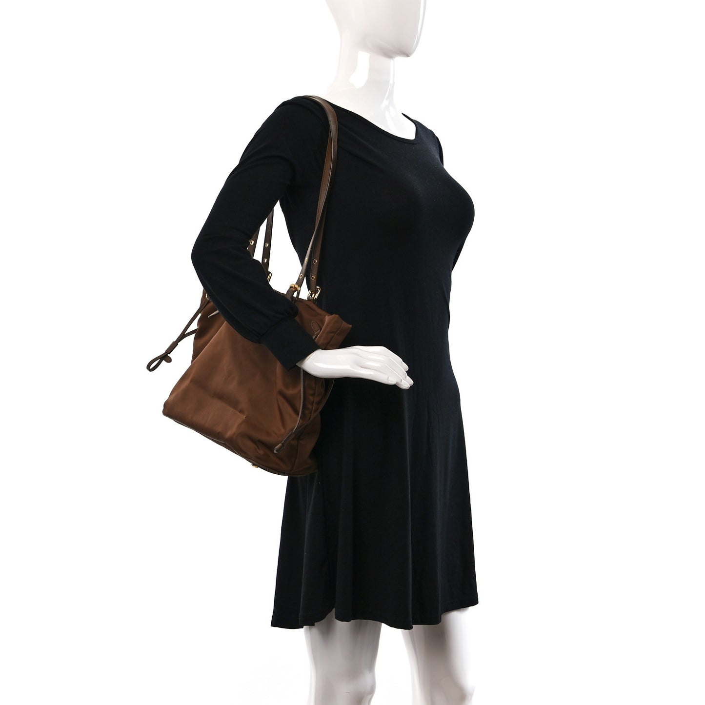 Tessuto Nylon Saffiano Shopping Tote Corinto