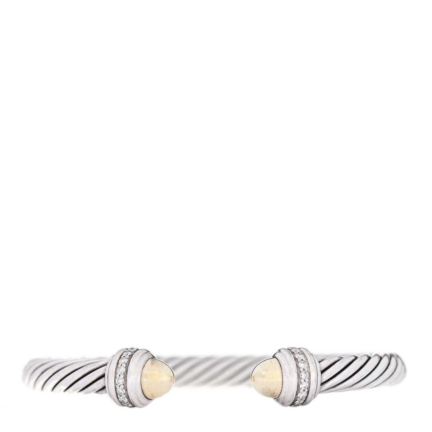 Sterling Silver 14K Yellow Gold Diamond 7mm Cable Classics Bracelet