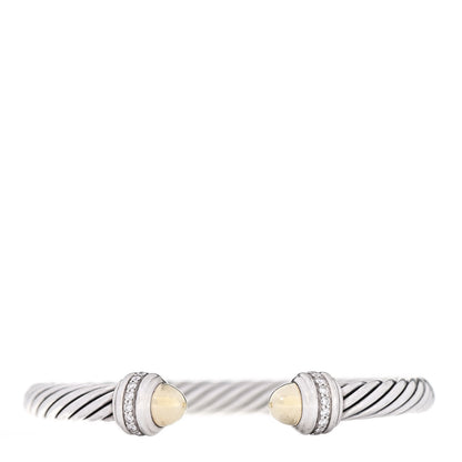 David Yurman Sterling Silver 14K Yellow Gold Diamond 7mm Cable Classics Bracelet 1 of 4