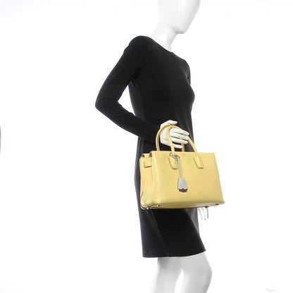 MCM Grained Calfskin Medium Milla Tote Yellow 3 of 13