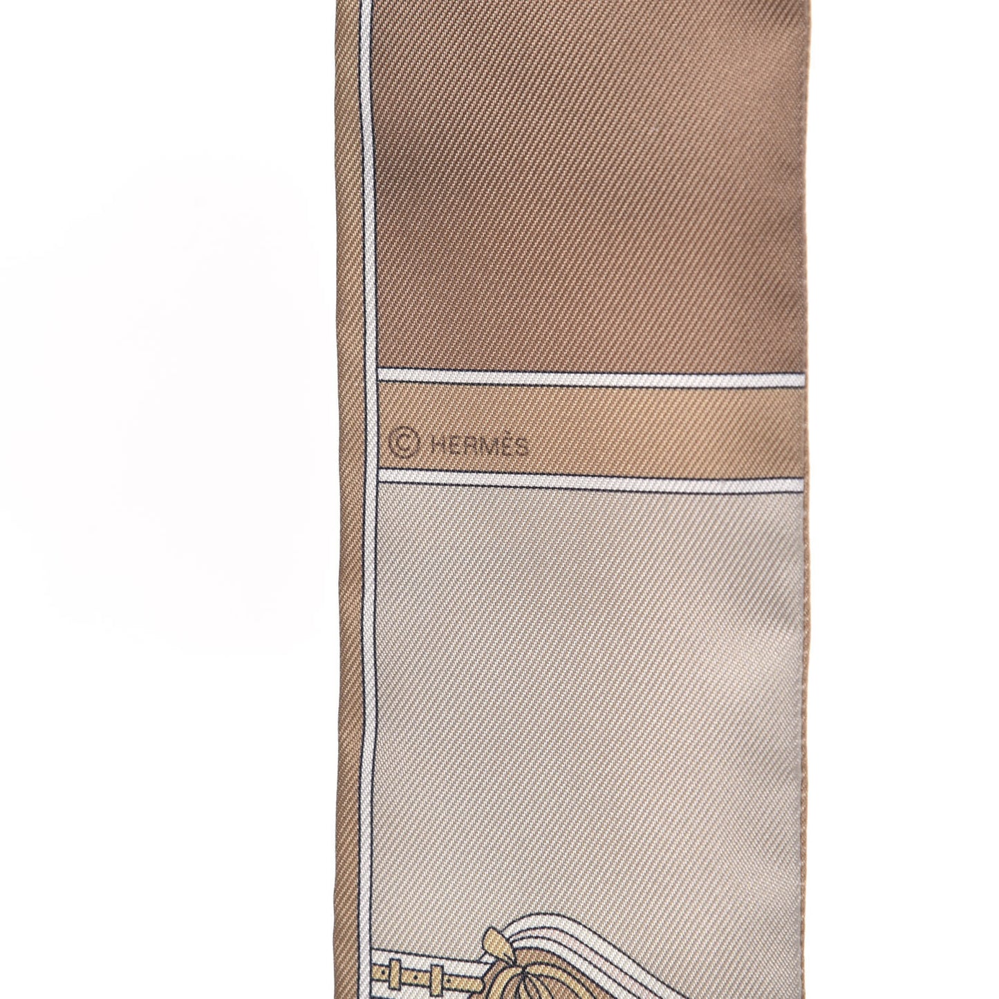 Silk Camails Twilly Scarf Beige Black Rose Pale