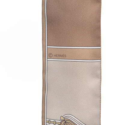 Hermes Silk Camails Twilly Scarf Beige Black Rose Pale 3 of 4