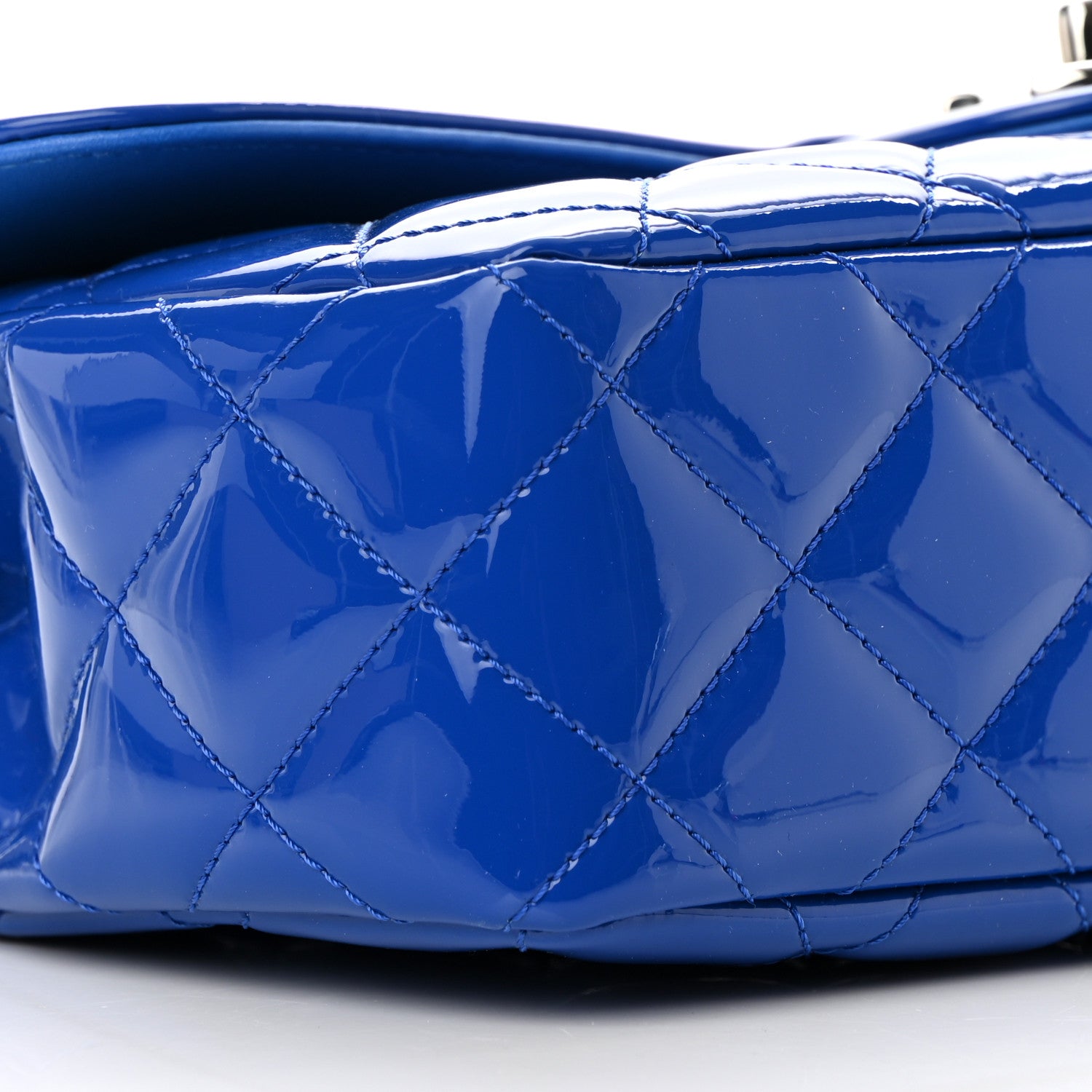 Chanel Patent Quilted Large Coco Shine Flap Blue 8 of 14