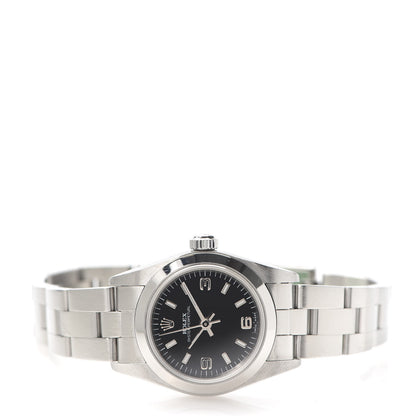 Rolex Stainless Steel 24mm Oyster Perpetual Watch Black 76080 3 of 7