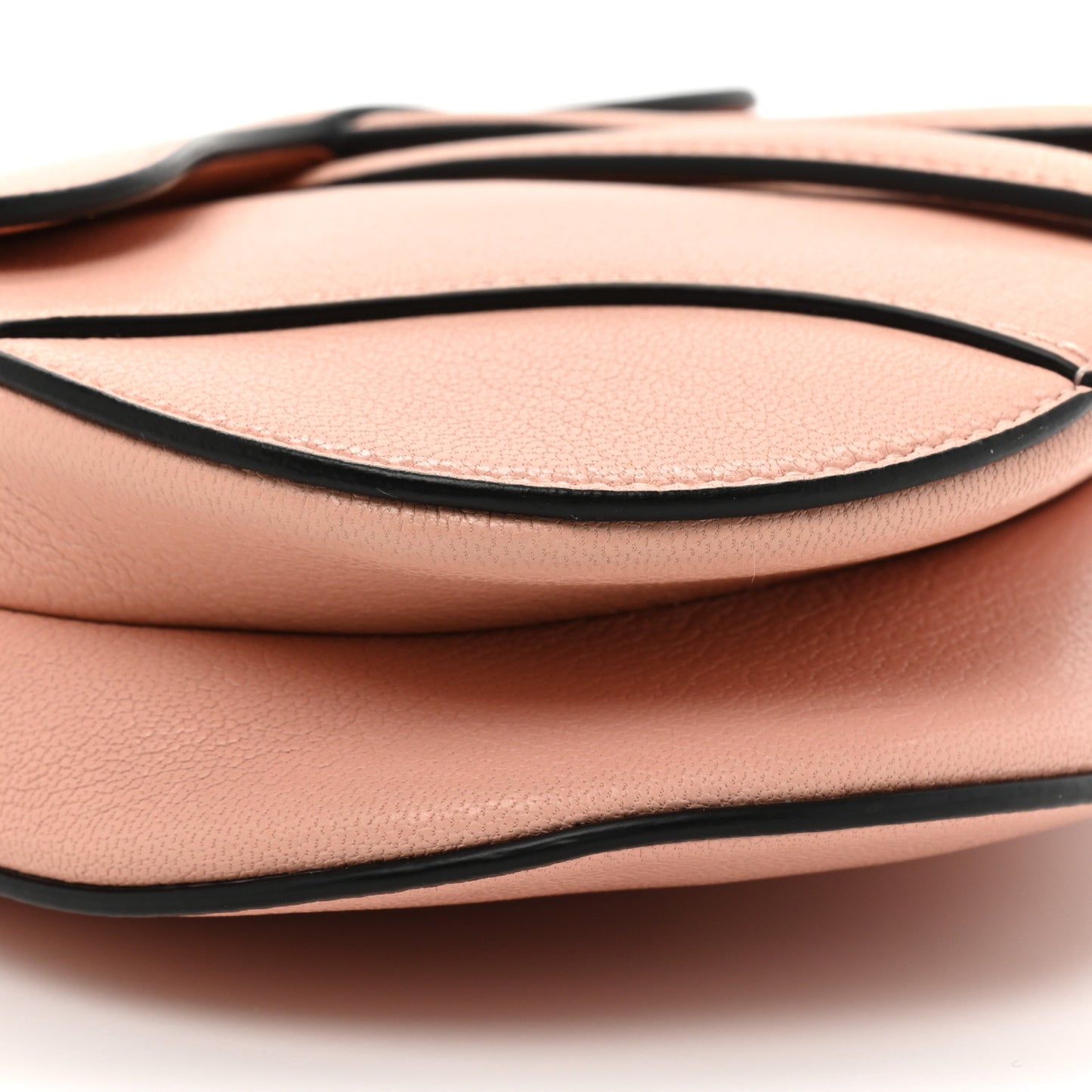 Grained Calfskin Mini Saddle Bag Pink