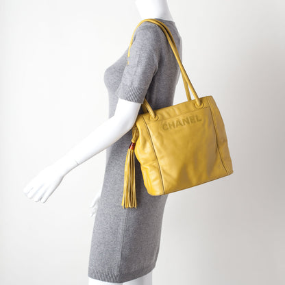 Chanel Leather Tassel Bag Yellow 2 of 20