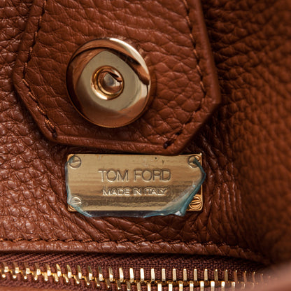 Tom Ford Grained Calfskin Alix Padlock Zip Tote Tobacco 7 of 10