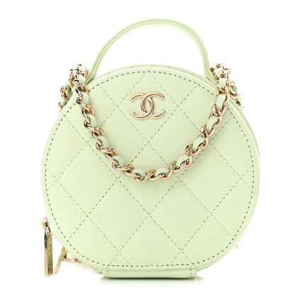 Chanel Caviar Quilted Round Handle With Care Vanity With Chain Light Green 1 of 13