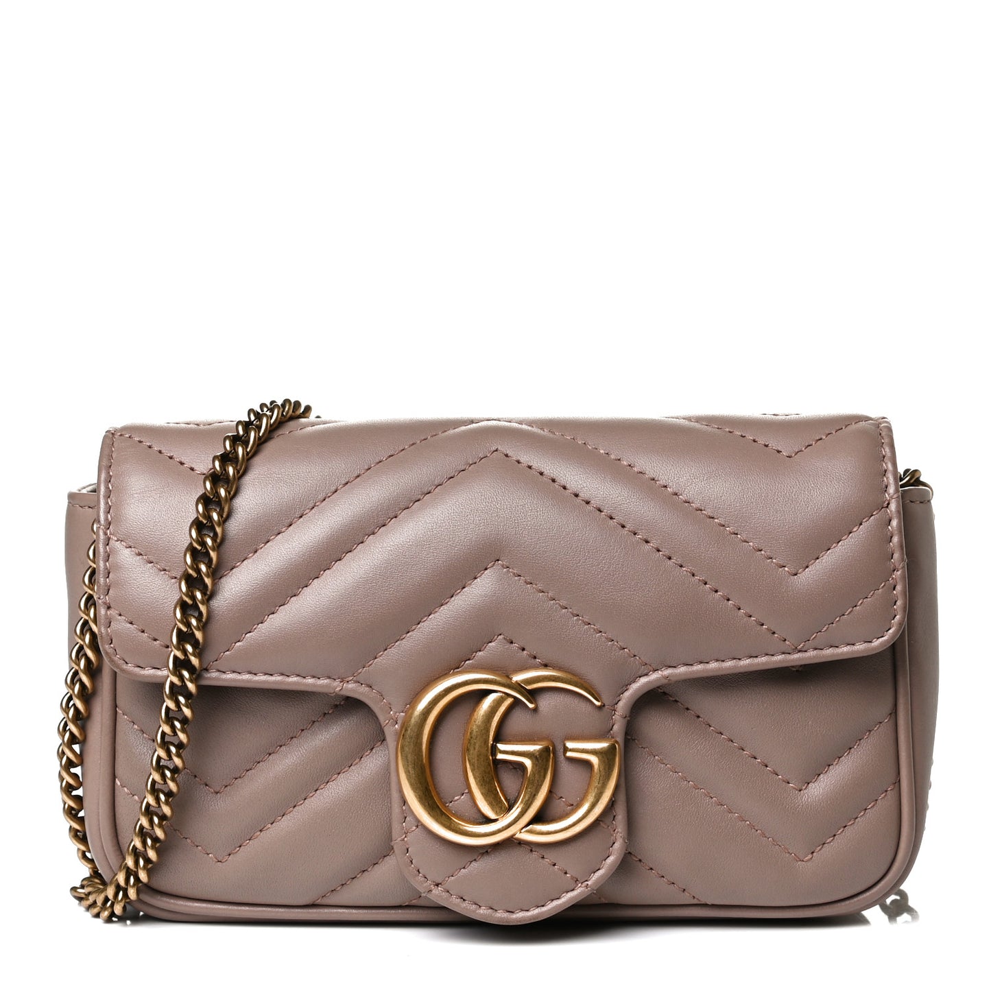 Calfskin Matelasse Super Mini GG Marmont Shoulder Bag Porcelain Rose