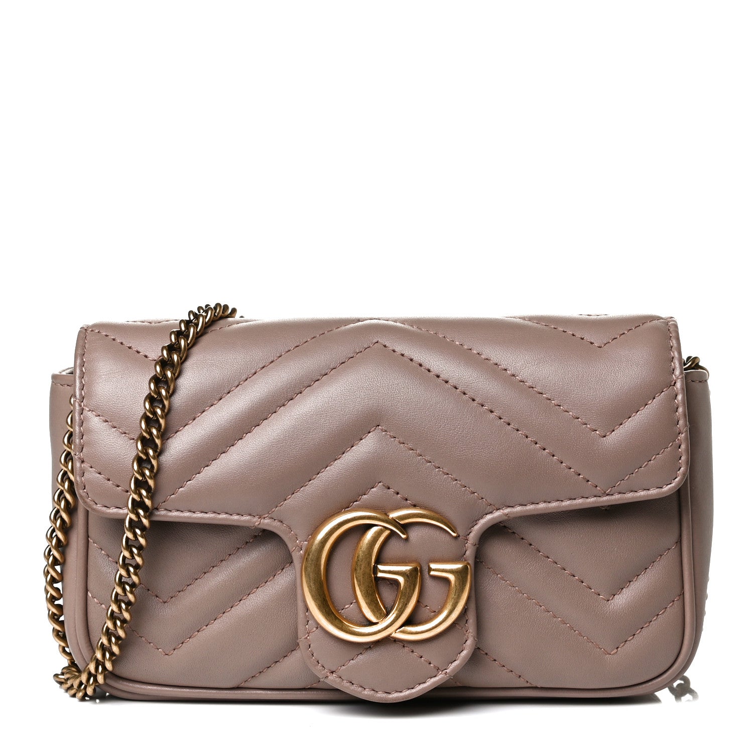 Gucci Calfskin Matelasse Super Mini GG Marmont Shoulder Bag Porcelain Rose 1 of 23