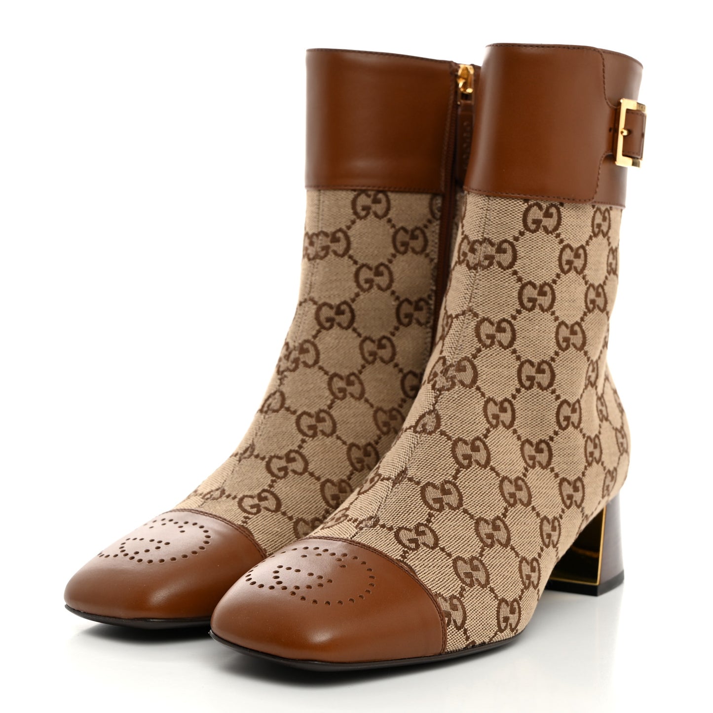 Monogram Cordovan Lux GG Ankle Boots 39 Beige Cuir