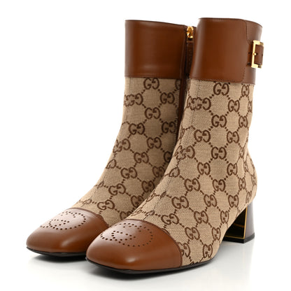 Gucci Monogram Cordovan Lux GG Ankle Boots 39 Beige Cuir 3 of 9