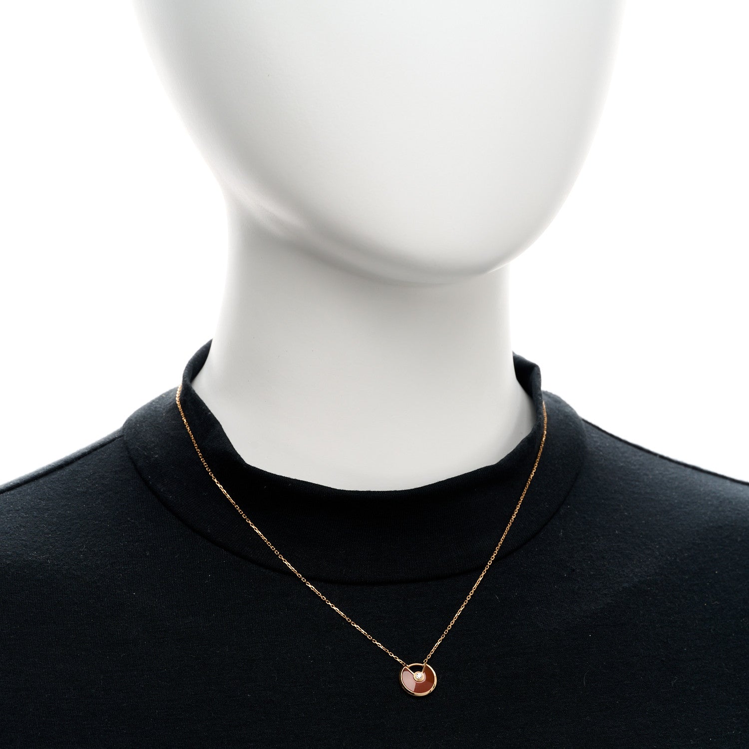 Cartier 18K Pink Gold Diamond Carnelian XS Amulette de Cartier Pendant Necklace 2 of 4